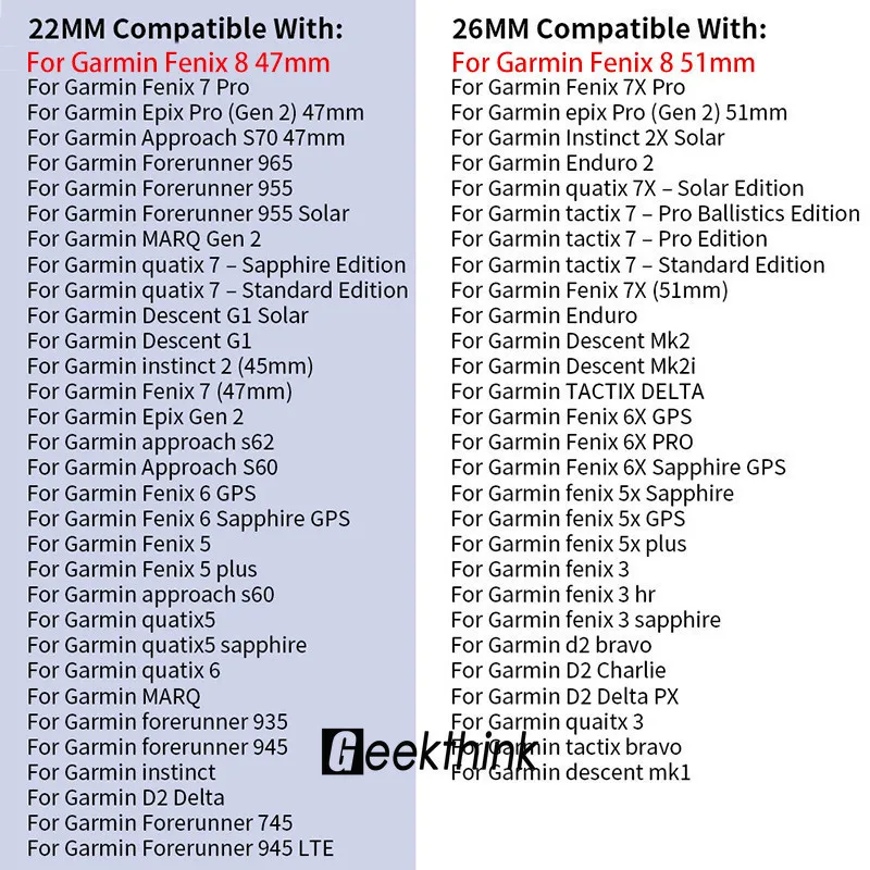 Quick Fit 22mm 26mm Silikonarmband für Garmin Fenix 8 51mm 47mm Fenix 7 7X 6 6X Pro/Epix Pro Gen 2/Fenix 5 5X Fenix 3 Band – Detail 1