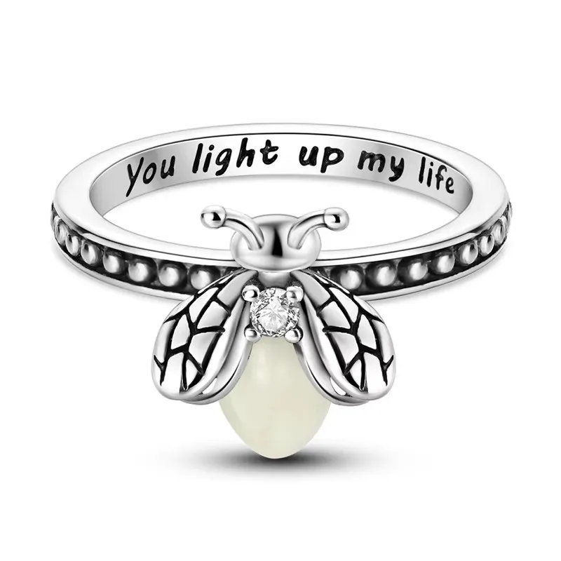 New 925 Sterling Silver Rings Stackable Infinite Heart Glowing Firefly For Women Original Silver 925 Wedding Ring Jewelry Gift