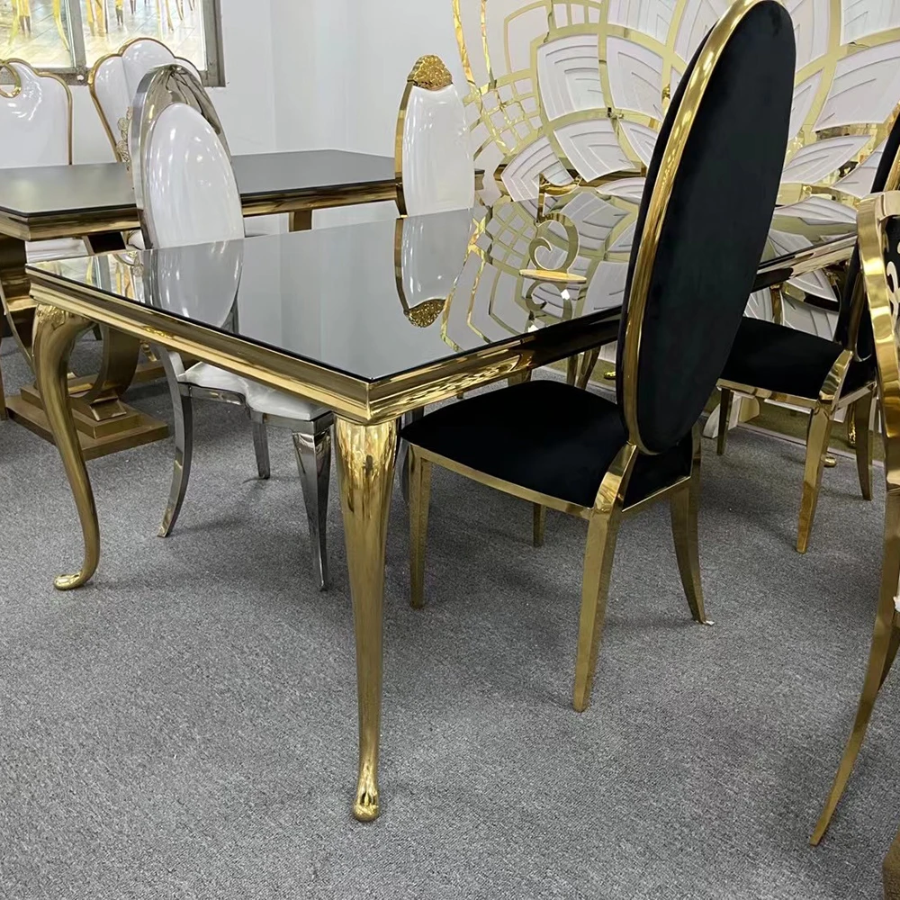 

Foshan Wedding Event Furniture Stainless Steel Wedding Bride Dining Table