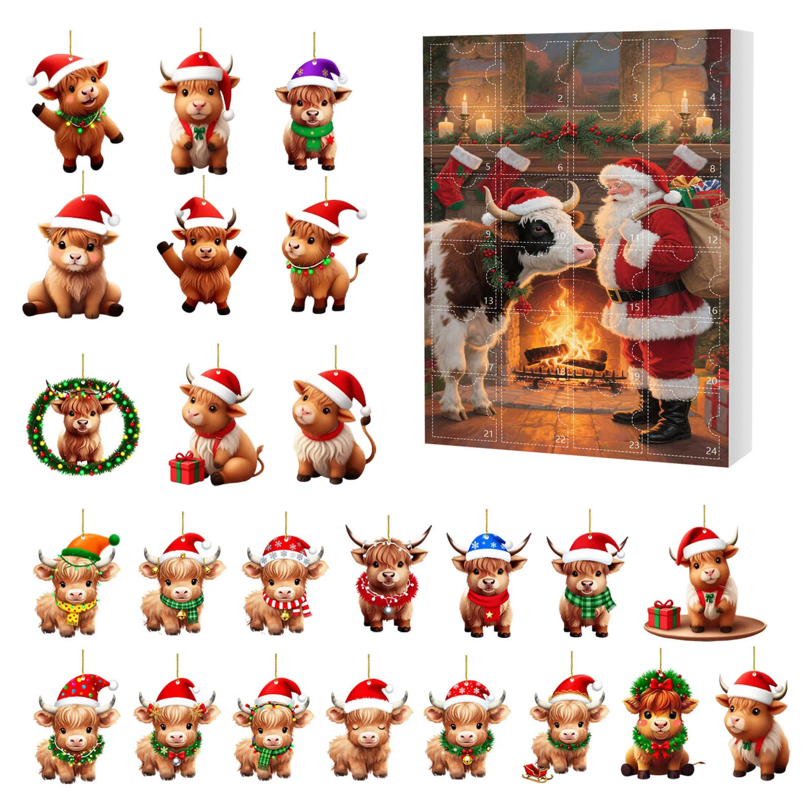 Hour Glasses with Sand 60 Minutes Big Christmas 24 Day Calendar Yak Christmas Tree Ornaments Acrylic Flat Hot Potato with Timer