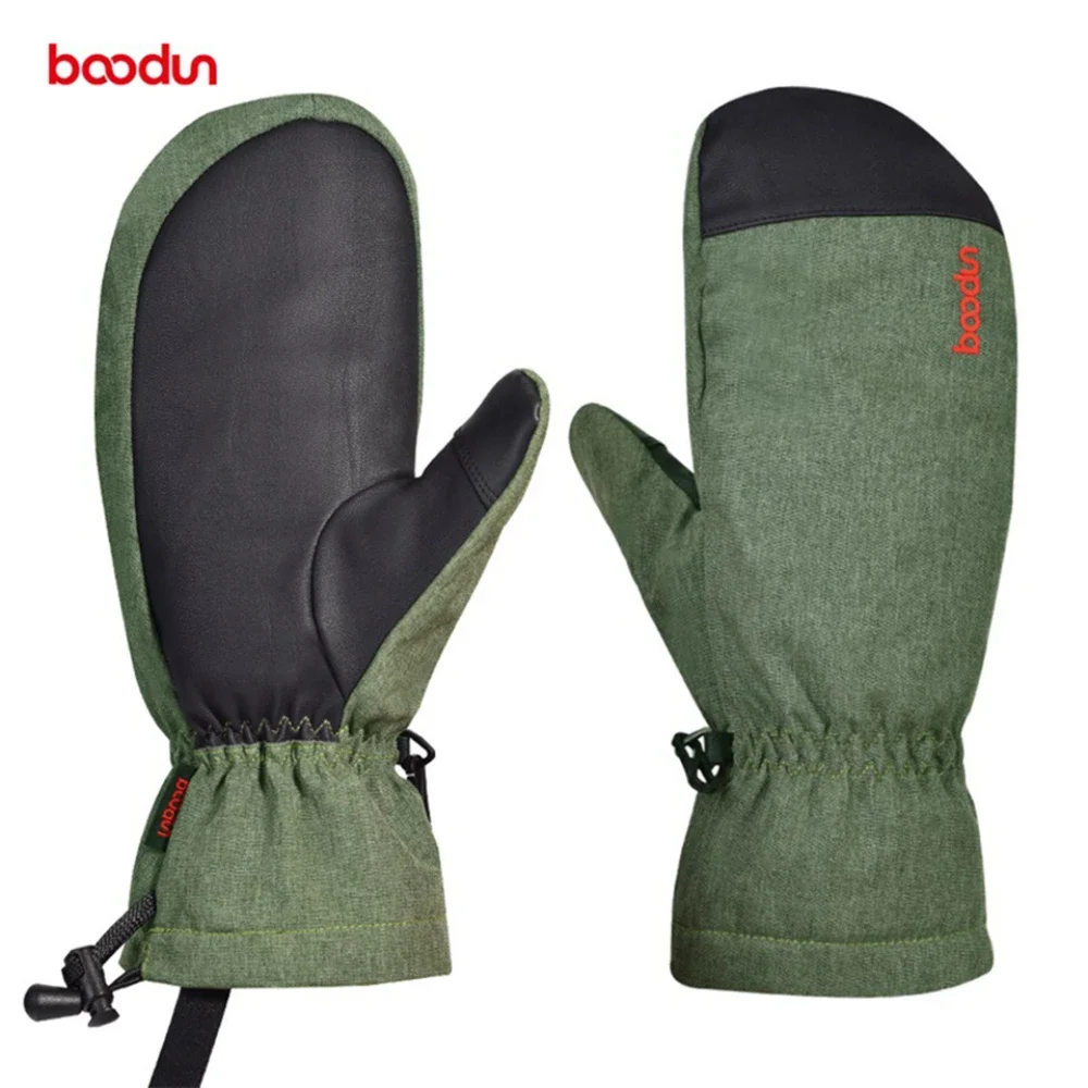 Boodun-guanti da sci invernali caldi da uomo e da donna, guanti per sport all\'aria aperta, addensati, climi freddi, antivento, guanti da Snowboard