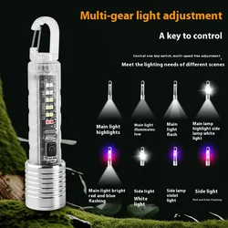 Portable Strong LED EDC Flashlight Mini Keychain Rechargeable Zoom Torch Long Range Outdoor Camping Lantern With Magnetic