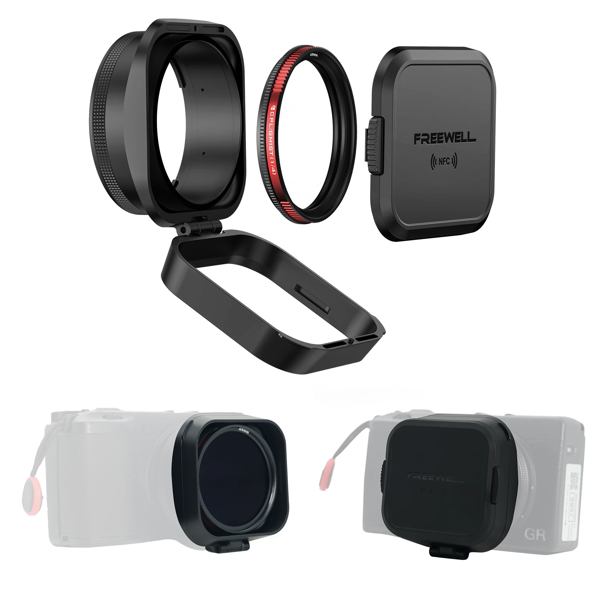 

Freewell Real Lens Hood CPL/Black Mist Filters and NFC Lens Cap Flipable Design Compatibility Ricoh GRIII ＆ Ricoh GRIIIX Camera