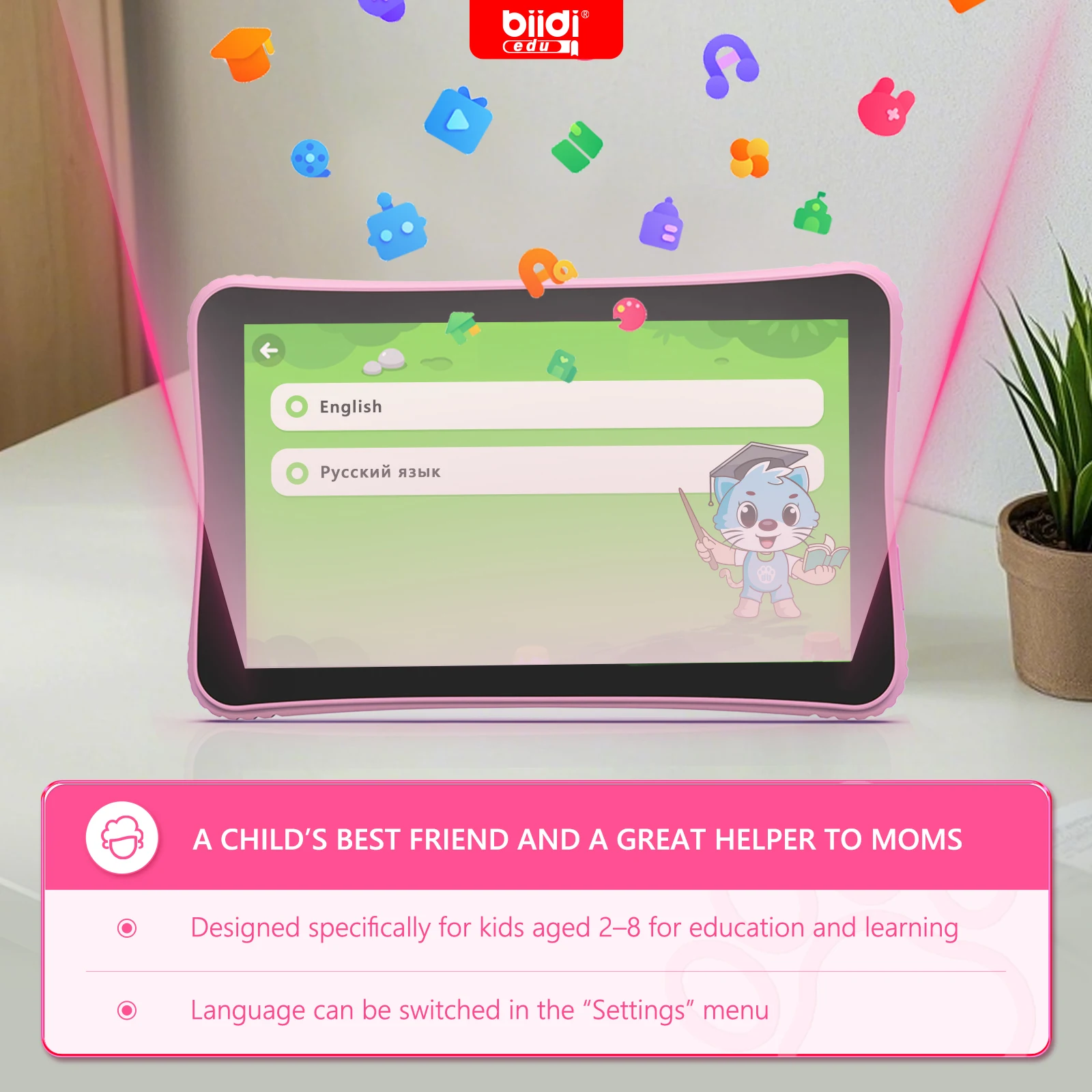 7-Zoll-Tablet Englisch-Russisch Lernspielzeug Geburtstagsgeschenk für Jungen und Mädchen ab 3 Jahren