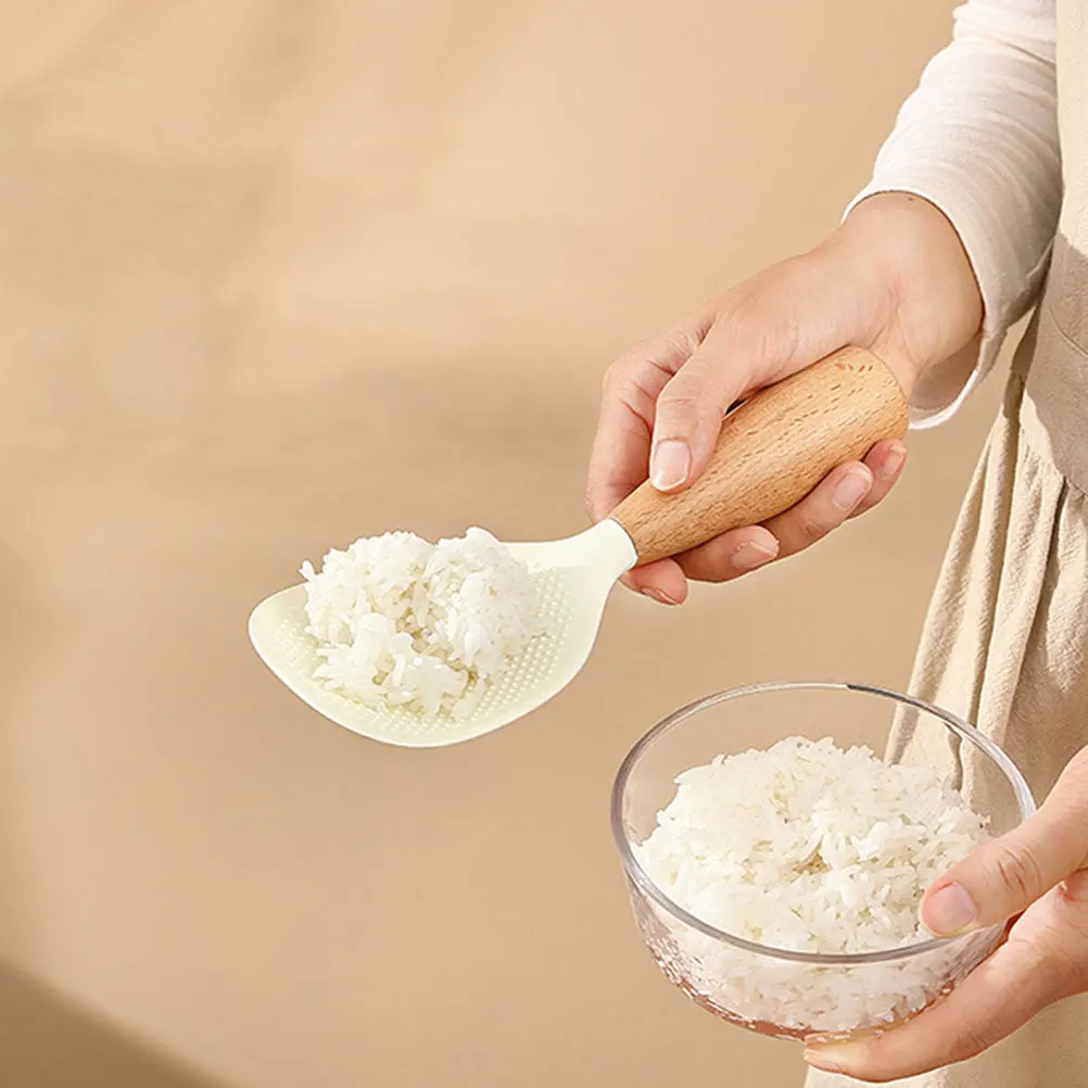 

Silicone Paddle Standing Kitchen Scoop Nonstick Spoon For Rice Cooker Home Restaurant Use Rice Scoop Food Grade
