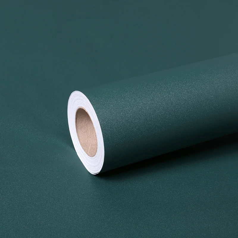 PVC Waterproof Vinyl Wall Contact Paper Dark Green Self-Adhesive Wallpaper Bedroom Kitchen Cabinet Furniture Stickers Home Decor