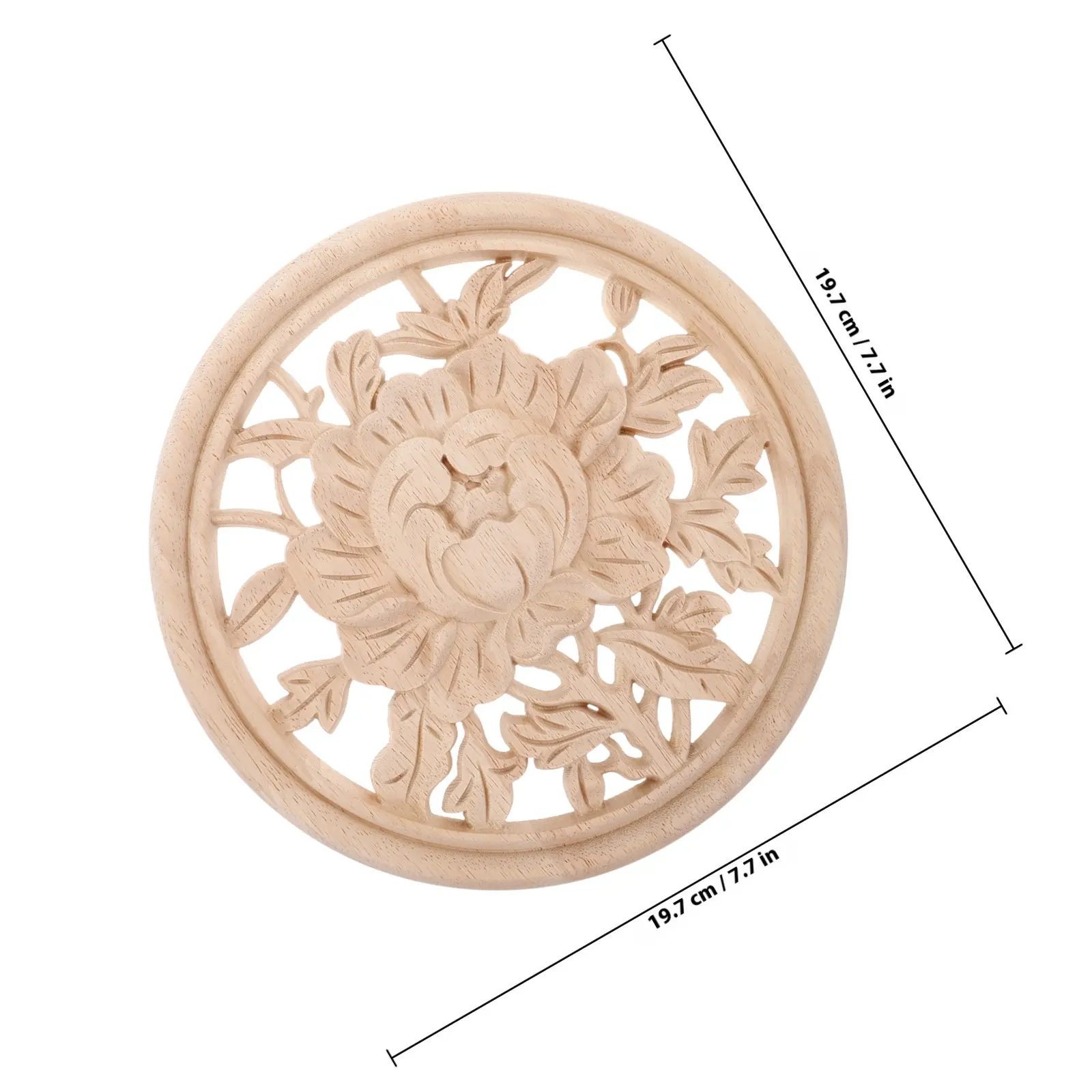 20Cm Solid Wood Carved Applique Oval Center Onlay for Cabinets Doors Furniture Decorative Wood Appliques Onlays DIY Unpainted