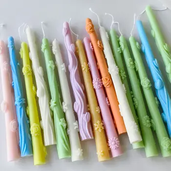 DIY Lange Stange Kerze Silikon Form Handgemachte Aroma Kerzen Ornament Form Kreative Blumen Kerze Machen Liefert