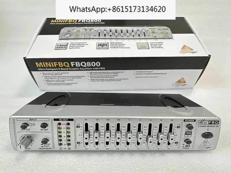 

FBQ800 compact 9-segment graphic EQ equalizer feedback suppressor anti howling processor, two handed universal