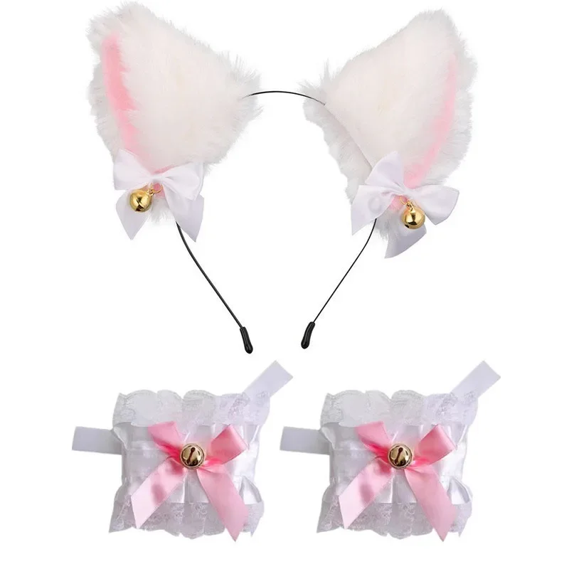 Sexy Lace Collar Bracelet Tail 4pcs Set Cute Girl Cat Ear Headband Headband Role Play Accessories Tassel Headdress Dress Up Set