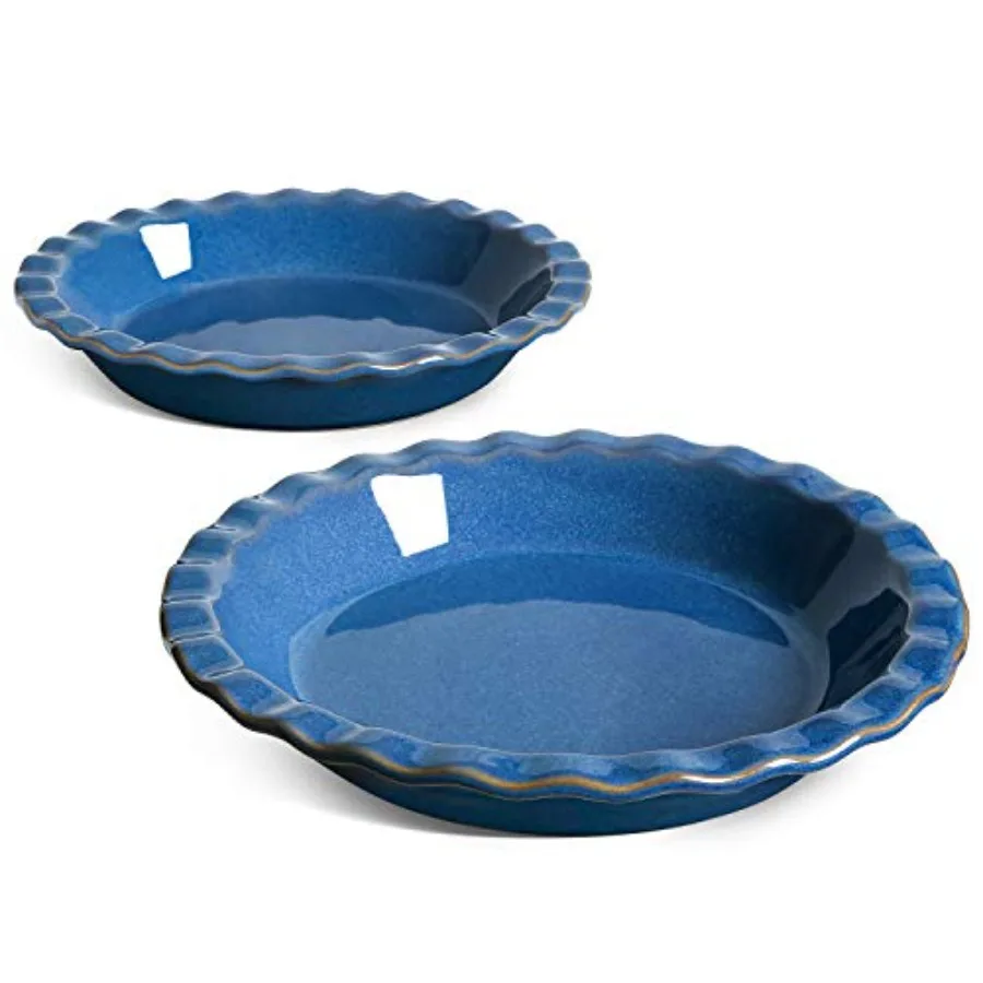 

Ceramic Pie Dish for Baking 9 Inches Pie Pan for Apple Pie Pecan Pie 36 Ounce Pie Plate Set of 2 Ceylon Blue