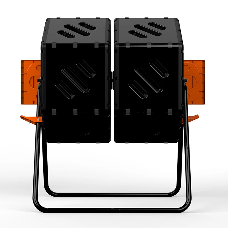New 170 litre outdoor tumbling compost bin with double chamber composting tumbler