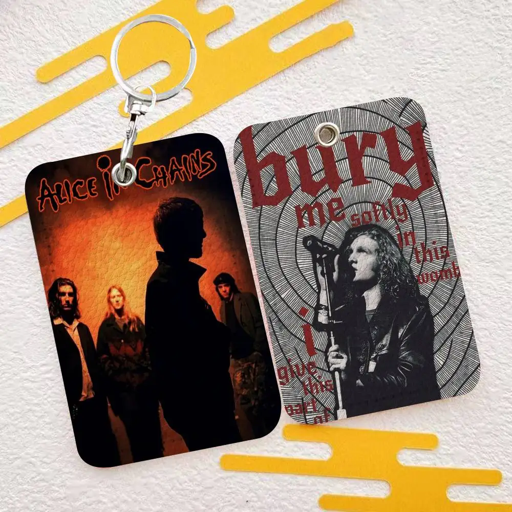 

Кожаный чехол для карт в стиле ретро A-Alice In Chains с брелоком, легкий кошелек для повседневного использования