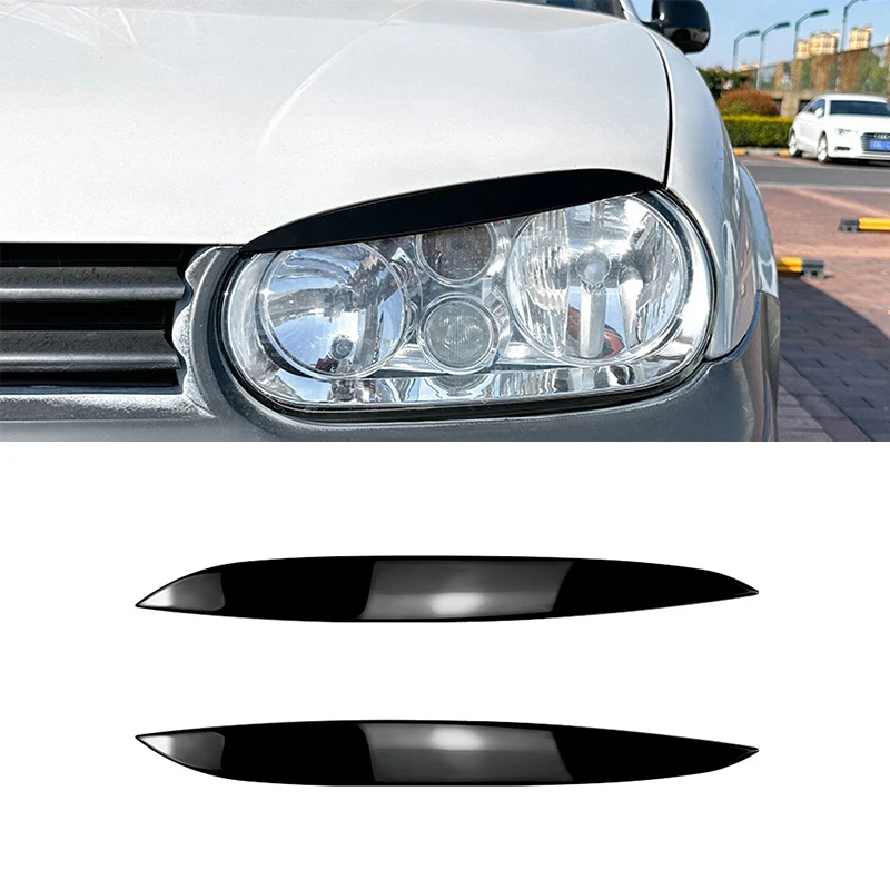 Adesivos de Cobertura para Faróis de Carro (Sobrancelhas/Pálpebras) para Volkswagen Golf 4 MK4 Preto Brilhante/Estilo Carbono Kit de Carroceria Tuning