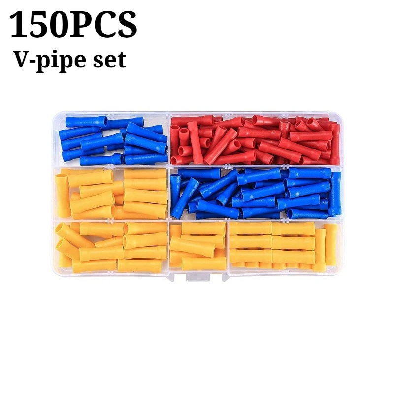 150pcs Cold Press Wire Tube Terminal Nylon Coupling Pipe Insulated Wire Connector BV1.25/2/5