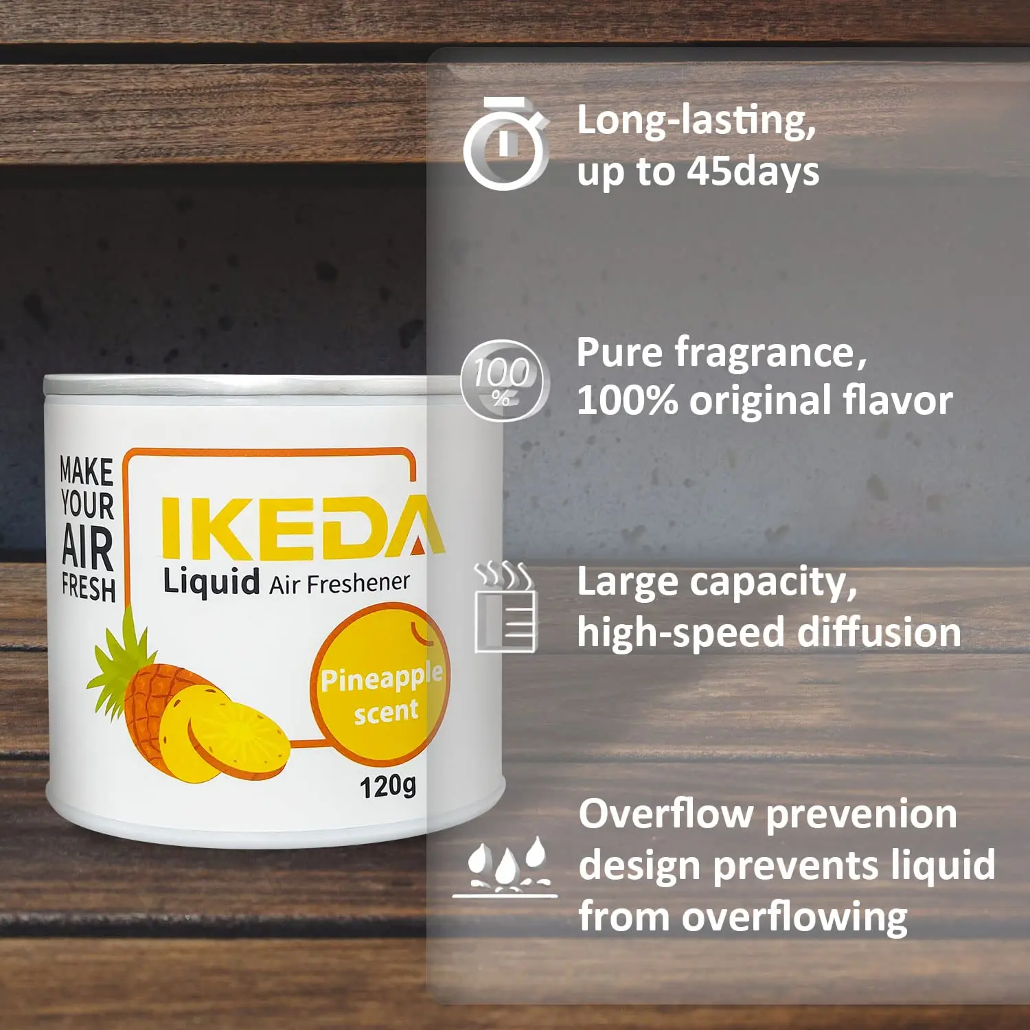 Car Air Freshener: Pineappie scent Liquid Cans Odor Elimination Smoke Smell Remover Strong Long-Lasting Fragrance For Auto Home - view 6