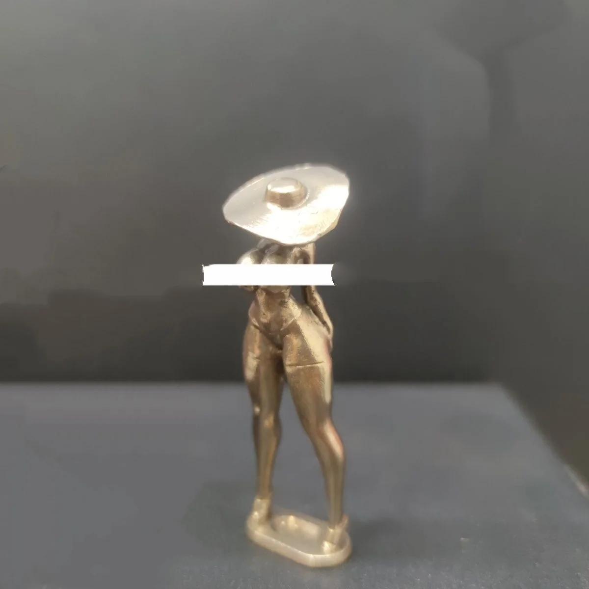 7cm Solid Brass Motivation Muse Sculpture- Nude Female Art Decor Vintage Desk Collector's Piece