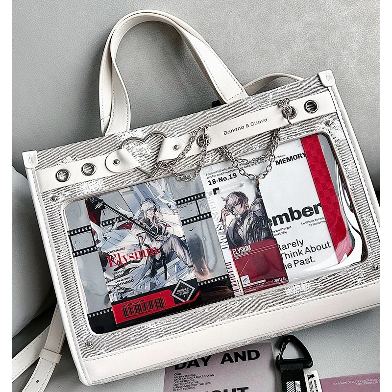 HAEX Y2K Women Tote Bags Aesthetic Designer Chains Large Capacity Crossbody Shoulder Bolsa Harajuku Subculture Ita Bolso Mujer