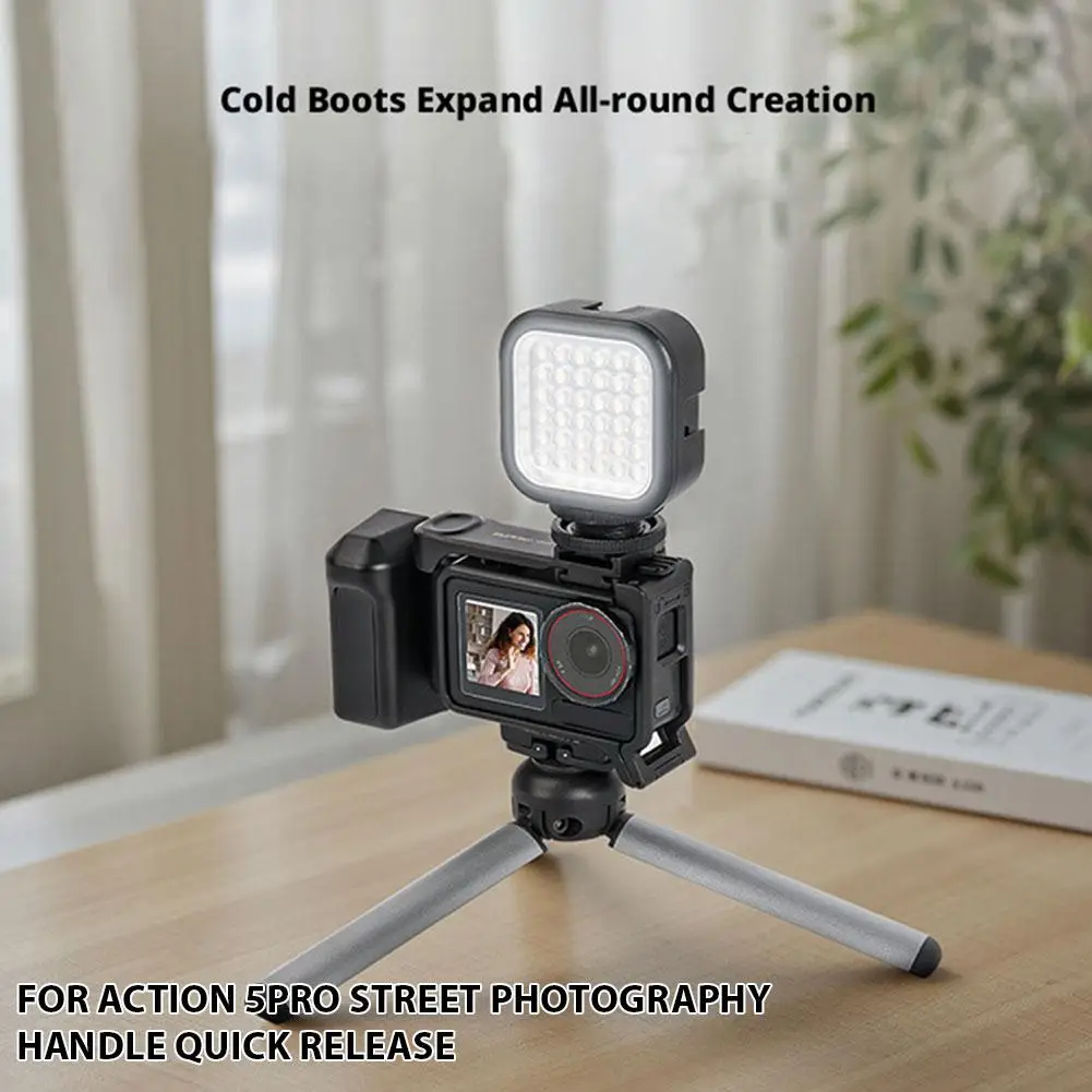 ل DJI OSMO Action 5 Pro/4/3 مقبض التصوير في الشوارع الإفراج السريع قفص أرنب الشارع اطلاق النار قبضة الإطار واقية