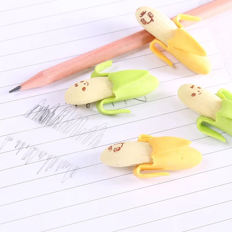 2PCS Lovely Cute Banana Fruit Style Rubber Pencil Eraser Students Stationery New School Supplies Kids Eraser