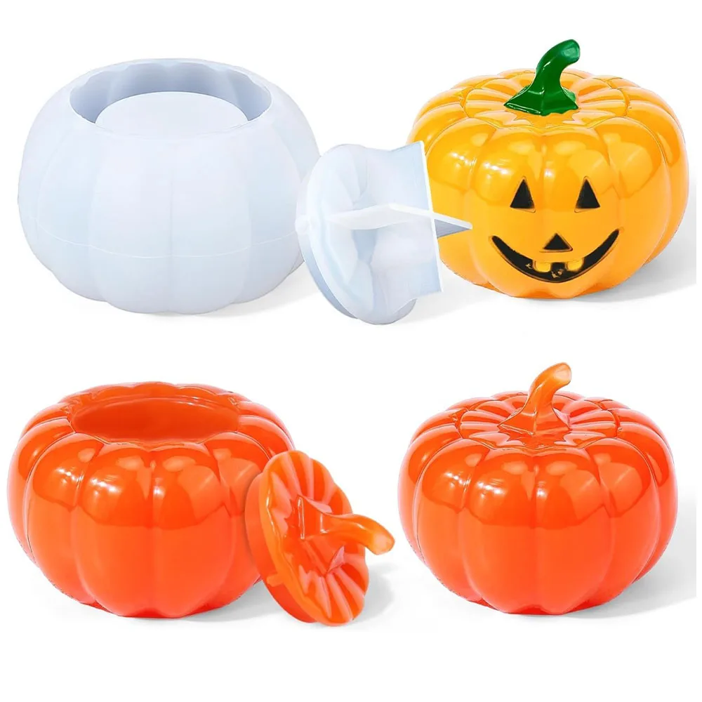

Pumpkin Storage Box Silicone Mold DIY Cement Jewelry Storage Box Candy Container Candle Jar Epoxy Resin Molds Home Decoration