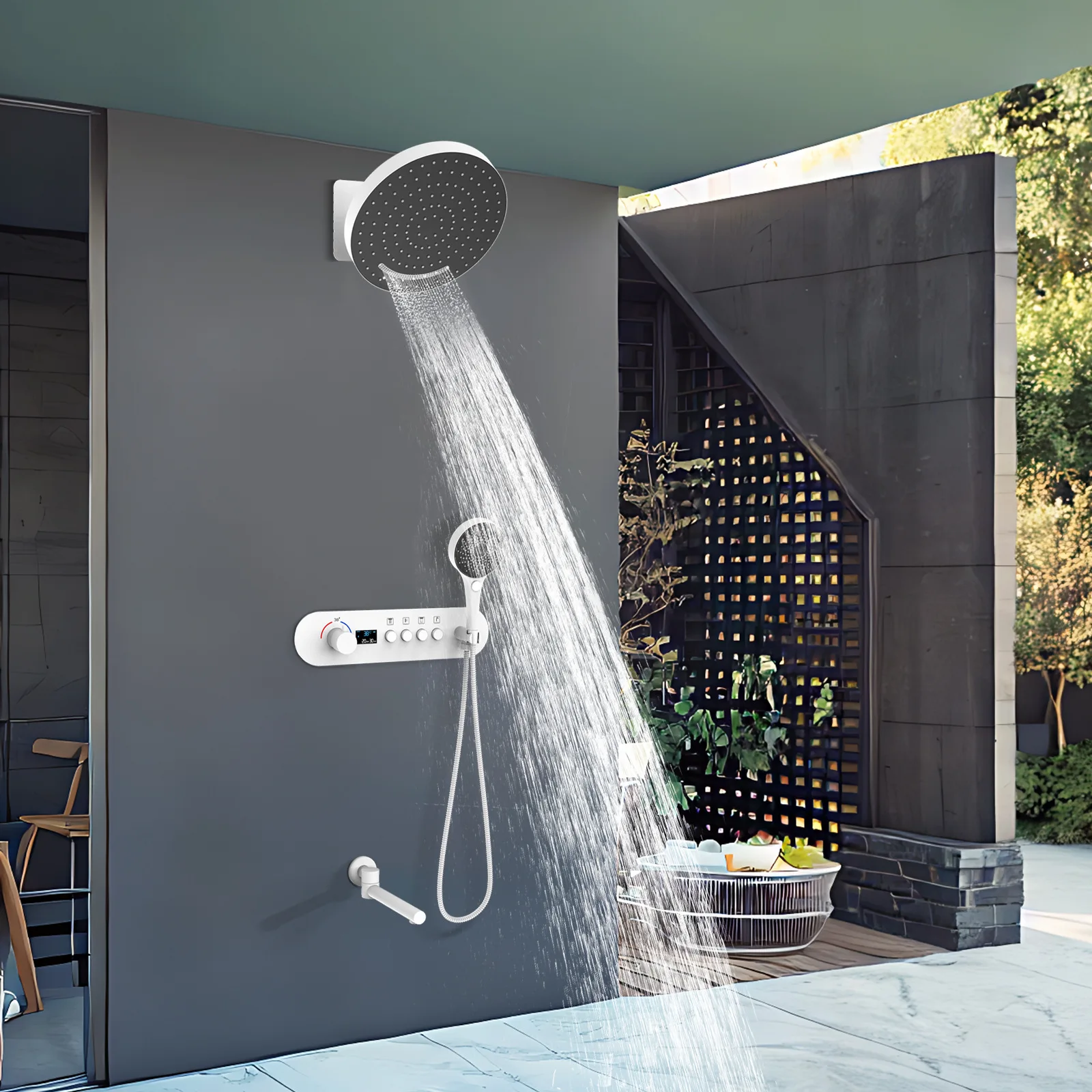 Bathroom wall shower concealed digital display thermostatic shower set