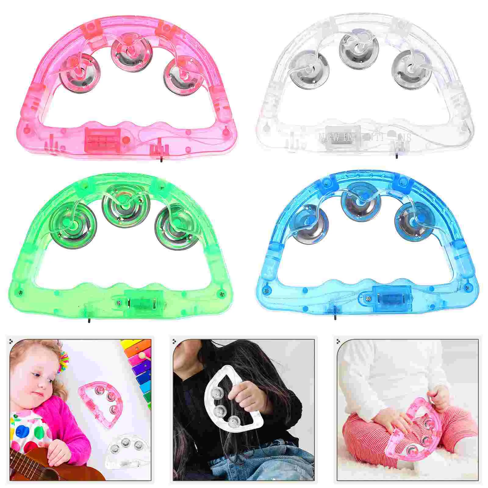 8 Pcs The Bell Flash Child Light Up Tambourines Plastic Baby Music Luminous