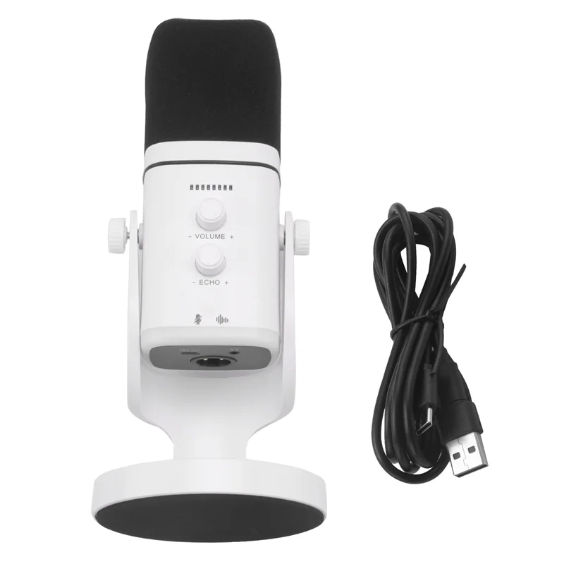 ABSQ-Dynamic RGB Gaming MIC USB/XLR Microphone With Noise Reduction,Mute And Headphone Jack For Streaming For Gamers Podcast WHI