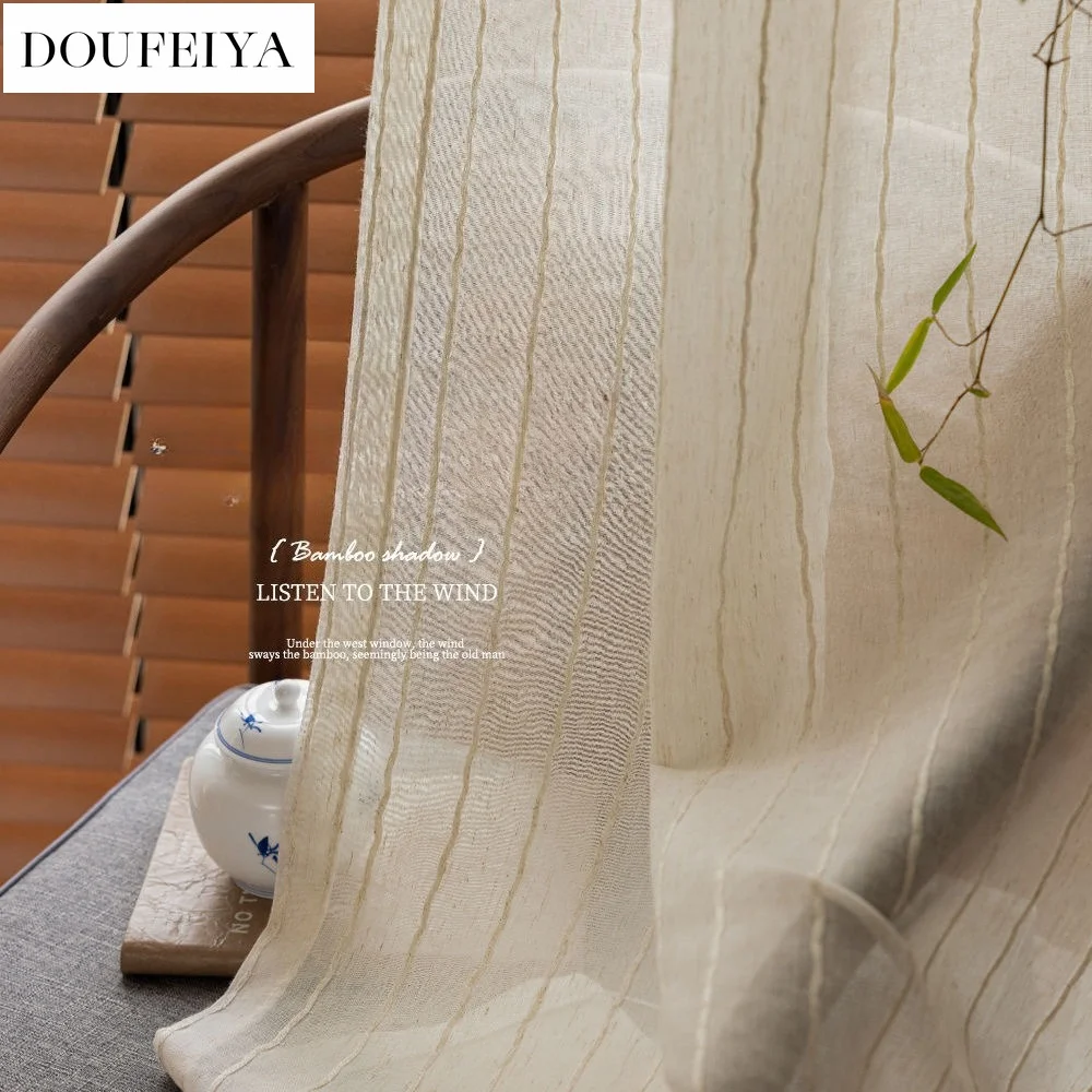 Custom Size Decor Linen Study with A Traditional Aesthetic—lets Light in While Ensuring Privacy Curtains for Bedroom Window