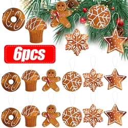 1/6Pcs Christmas Tree Hanging Ornaments Foam Ball Snowflake Gingerbread Man Pendant Christmas Decorations For Home New Year 2025