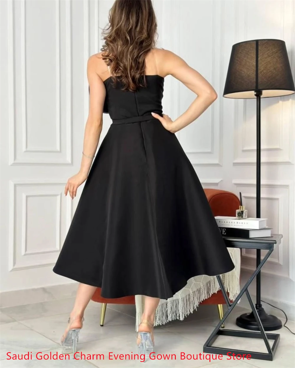 Robe de soirée en mousseline de soie bleue, personnalisée, élégante, gracieuse, tempérament, sans bretelles, ceinture (faies), fleurs, Homecomin