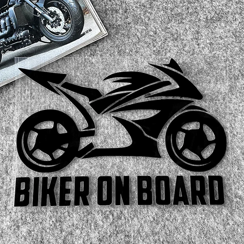 "Biker aan boord" reflecterende decoratieve autostickers decor motorfiets moto scooter auto carrosserie venster voorruit sticker accessoires