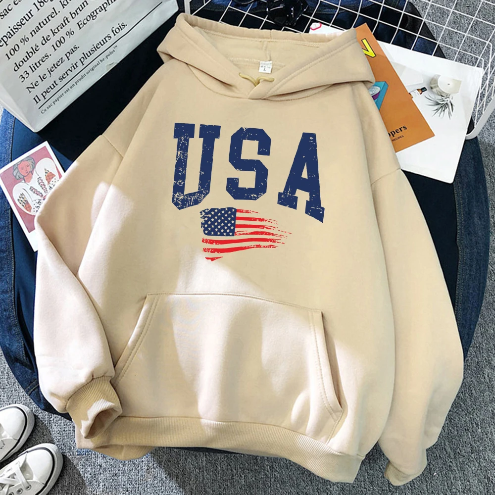 USA flatternde National flagge Design Hoodie Frauen kreative lose Hoody Rundhals ausschnitt lässig Streetwear bequeme weibliche Sweatshirts