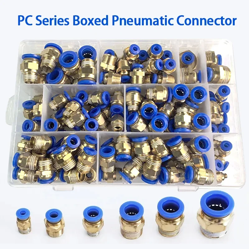 PC6-02 PC8-02 PC10-02 PC Series Boxed  Air Joint Connectors Hose Tube Pneumatic Fittings 1/4 1/8 Push in Quick Release Couplings