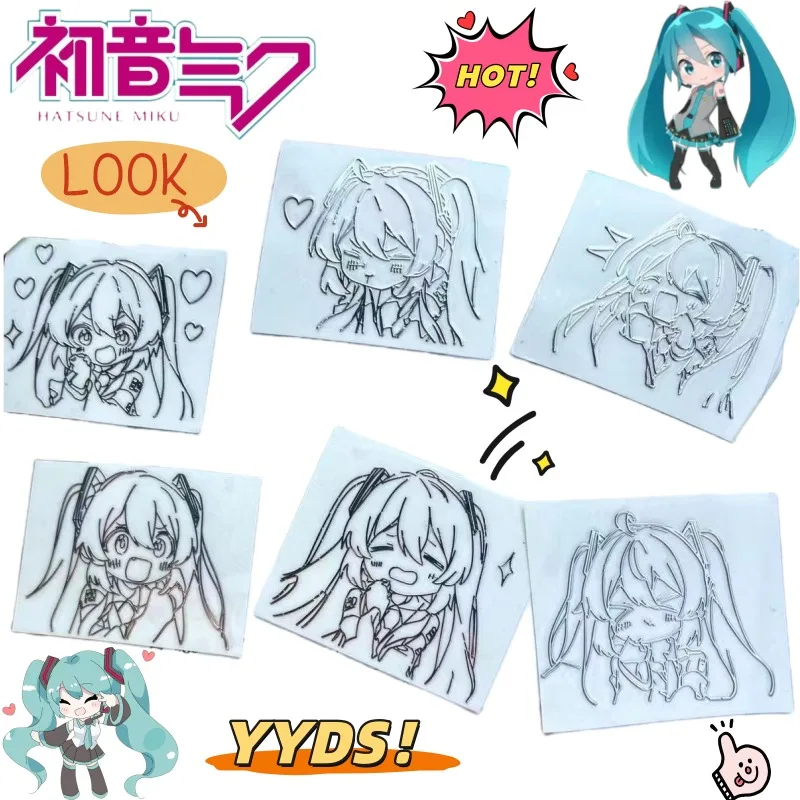 Hatsune Miku Personality Cartoon Cute Kawaii Metal Sticker Secondary Animation Peripheral Creative Decorative Waterproof Sticker