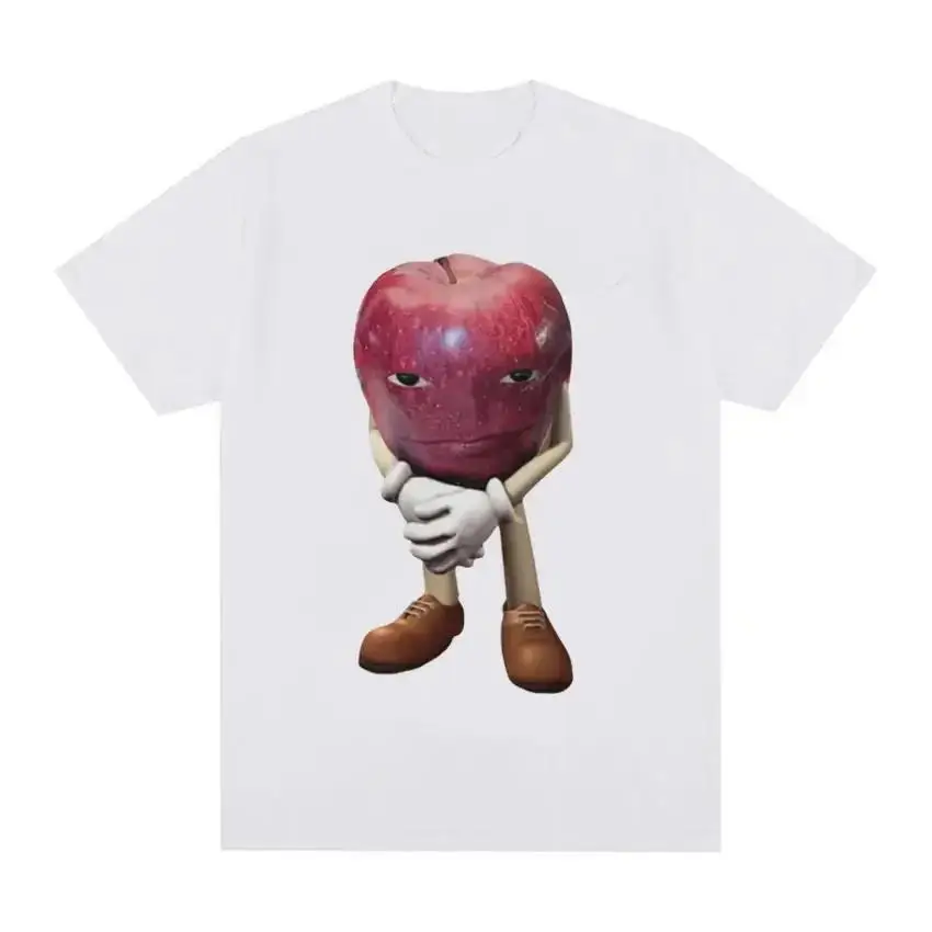

Funny Apple Man T-shirt Women Men Weird Core Graphic Tee Cursed Image Tops Abstract Humor T-shirt Gifts