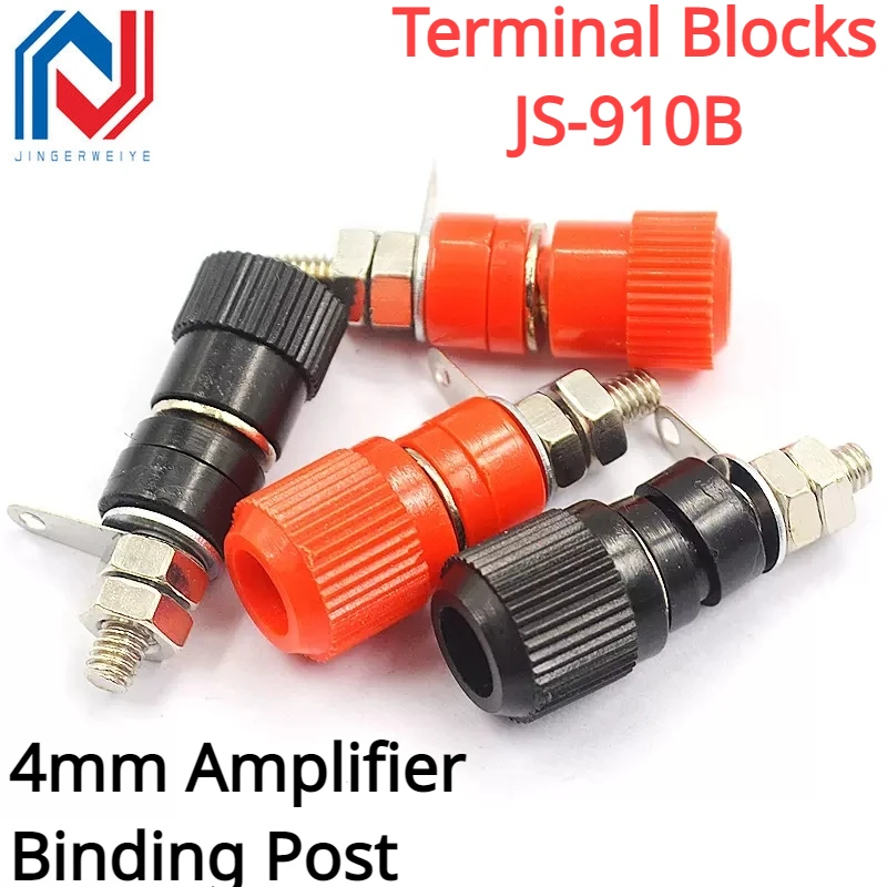 

5PCS/lot Terminal Blocks JS-910B 4mm Amplifier Terminal Connector Binding Post Banana Plug Jack Mount Black 5 Red 5