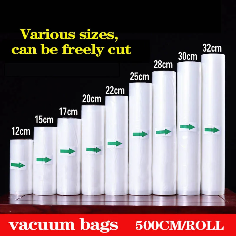 17*500cm Vacuum Bags Rolls for Food Sauage Steak Textured Storage Packaging Bag for Vacuum Sealer Meat Vegetables Kitchen Tools