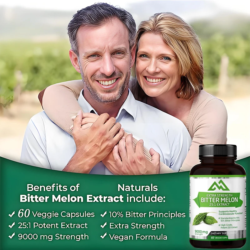 Super bitter gourd 25:1 extract, 9000mg strength 60 capsules vegetarian capsules, standardized concentrated 25 times extract