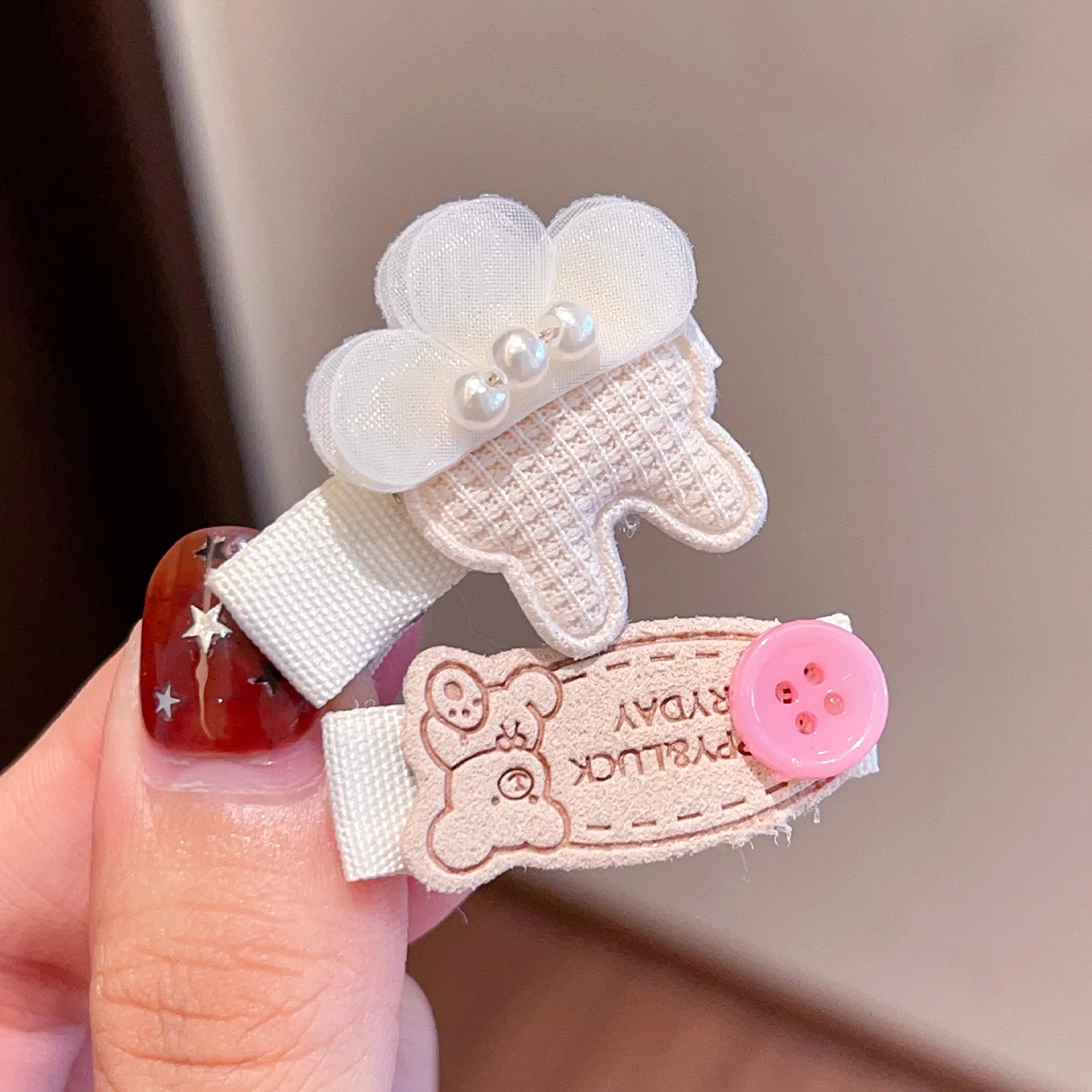 Neue Mode 5-teiliges Set Spitzen-Haarspangen mit Schleife für Frauen, Mädchen, Kinder, Niedliche Stoff-Haarspangen mit Cartoon-Tier- und Fruchtmotiven, Accessoires, Geschenk – Detail 6