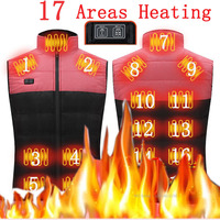 Men USB Infrared 17 Heating Areas Vest Jacket Men Winter Electric Heated Vest Waistcoat For Sports Hiking Oversized 5XL