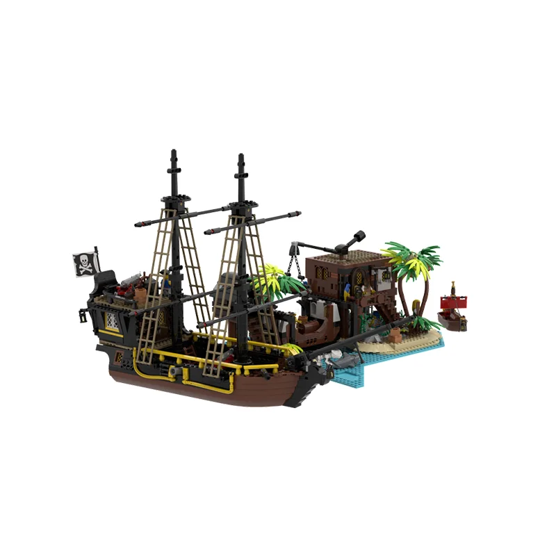 

1039PCS Moc medieval modular building island pirate dock model DIY assembly building block toys children's birthday gift
