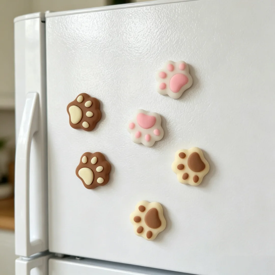6Pcs Cat Paw Shaped Magnets, with Strong Magnetic Attachment, Used to Secure Sticky Notes and Photos, Adding a Cute Atmosphere to the Refrigerator, a Must-Have Fridge Magnet for Cat Lovers