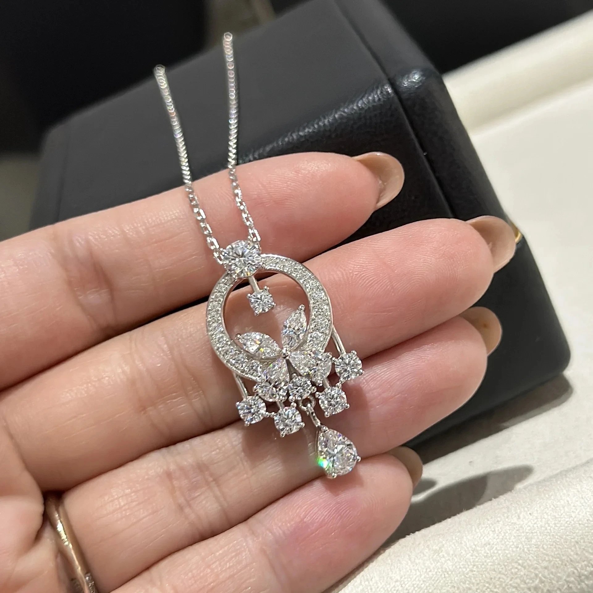 2024 New Trendy Popular Brand Anniversary Commemorative Gift Jewelry Women's Pure 925 Silver Butterfly Necklace Elegant Party