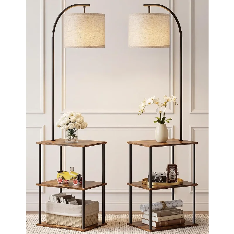 2 Pack Floor Lamp with End Table Nightstands End Side Table for Living Room Bedroom Sofa Chair Modern Home Decor