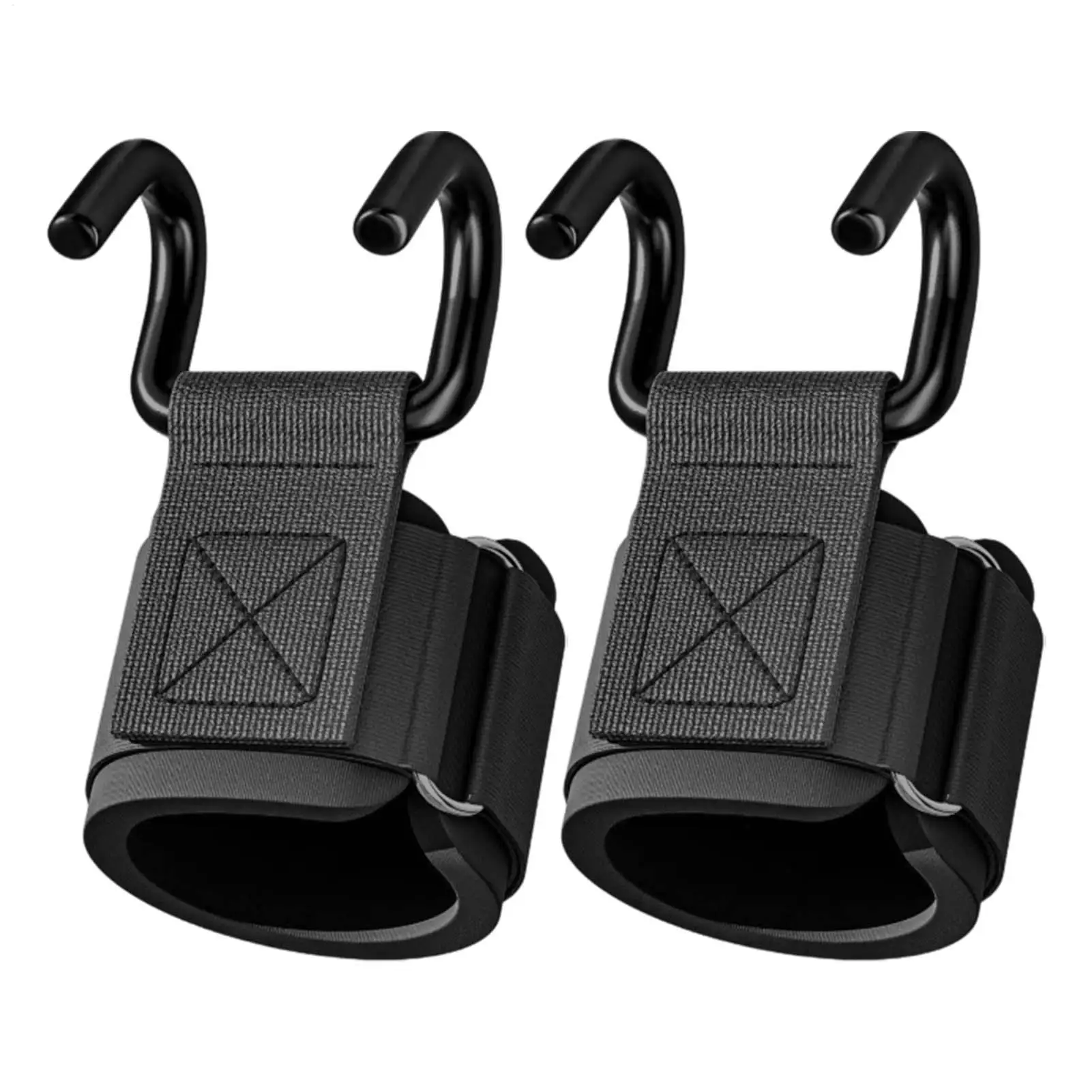 1 Pair Weight Lifting Hooks Heavy Duty Pull Up Grips Neoprene Padded Wrist Straps Support for Gym Deadlift Barbell Workout