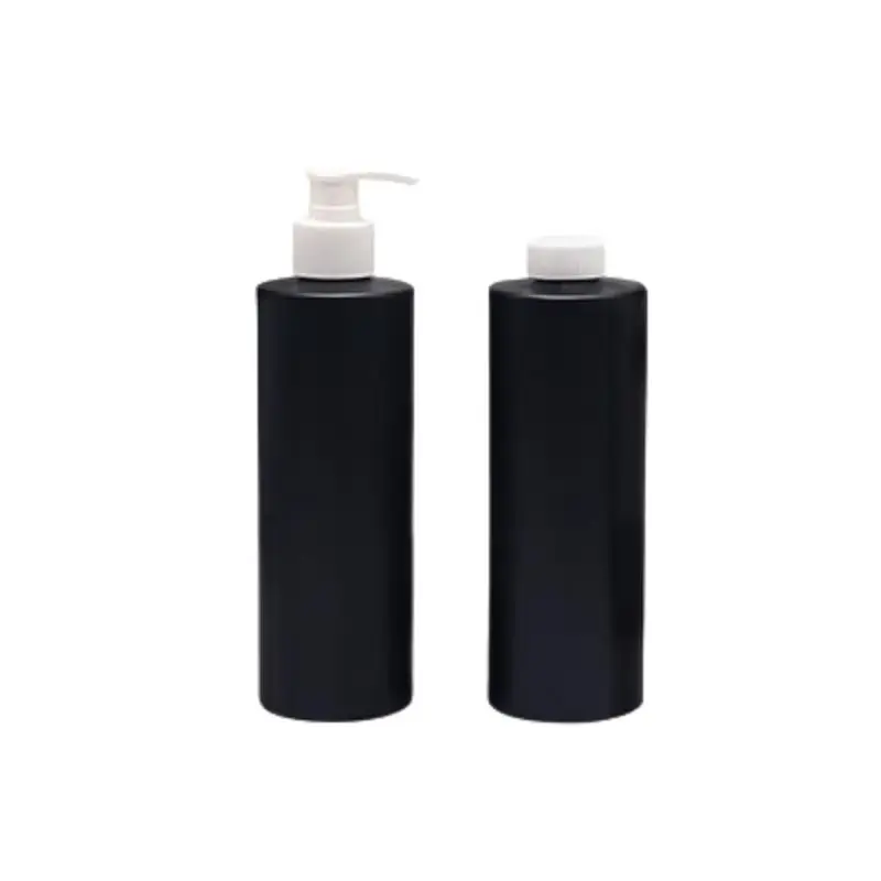 

10Pcs Lotion Bottle 500ML Empty Plastic Black Flat Shoulder White Press Pump Screw Lid Refillable Cosmetic Packaging Containers