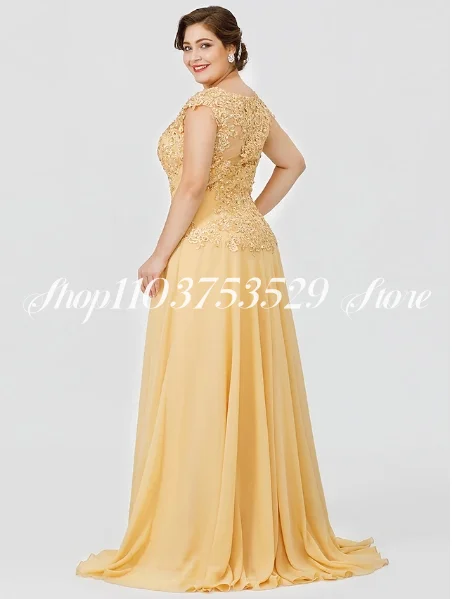 Mother of the Bride Gowns 2025 Elegant Yardage Beaded Applique Long Sleeveless Long Chiffon Beaded Lace Customised Ball Gowns