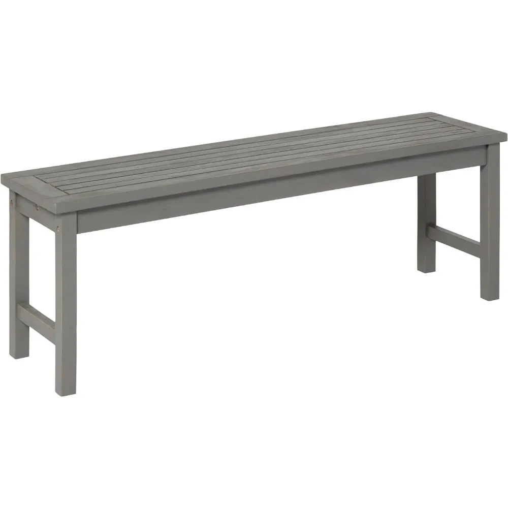 Solid acacia wood plank terrace bench gray water wash 56 inches deep x 17 inches wide x 7 inches high Free transportation