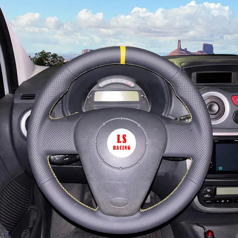 Custom Genuine Nappa Leather Auto Braid Steering Wheel Cover for Citroen C3 2001-2009 DIY Car Braiding Wheel Covers Accessories